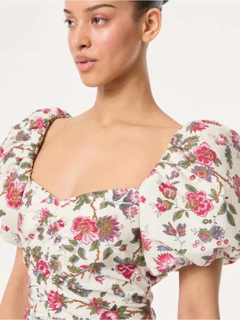 RHODE Tessa floral midi 100% organic cotton dress formal wedding evening - Picture 4 of 11